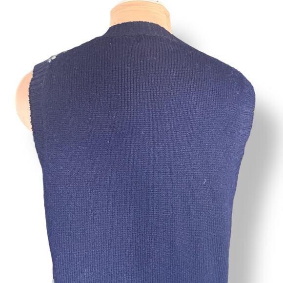 Vintage Par Four Sportswear Fair Isle Sweater Vest Navy Red Wool Blend Large - Picture 4 of 9